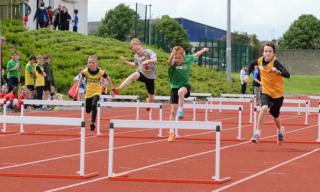 Athletes in action at County Athletics Finals (Drogheda, June 2014)